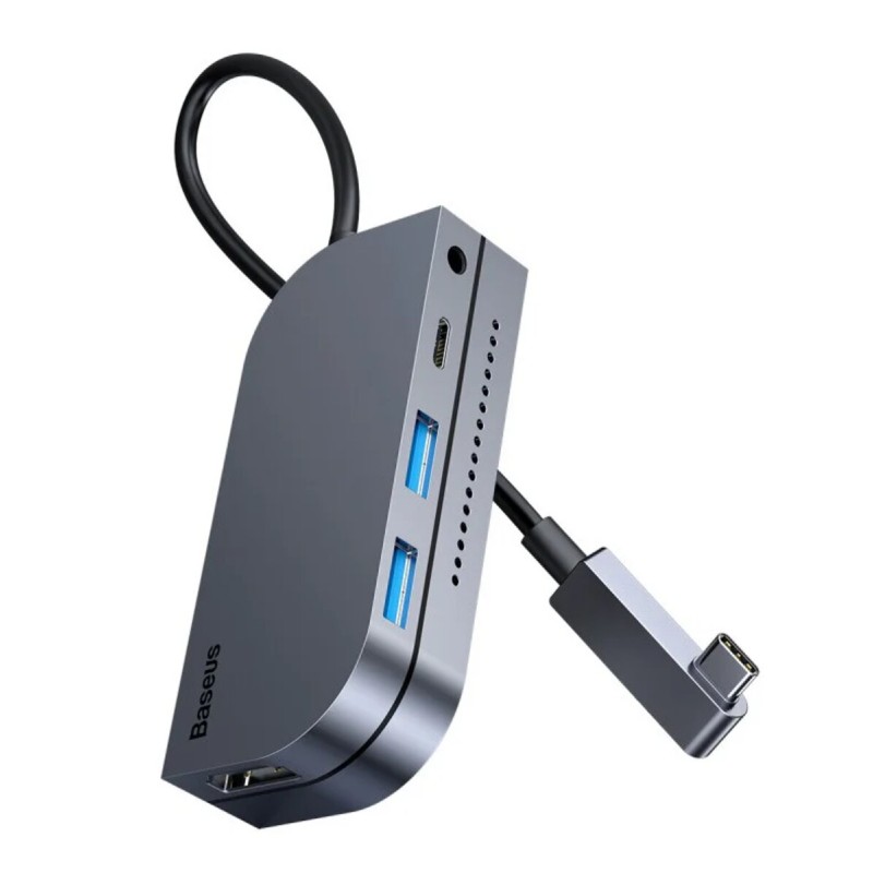 USB-Hub Baseus Bend Angle No.7 Multifunctional Type-C HUB Converter (Upgrade) Space Gray