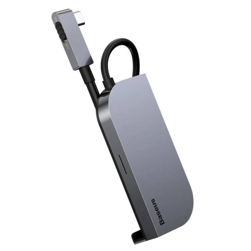 USB-Hub Baseus Bend Angle No.7 Multifunctional Type-C HUB Converter (Upgrade) Space Gray