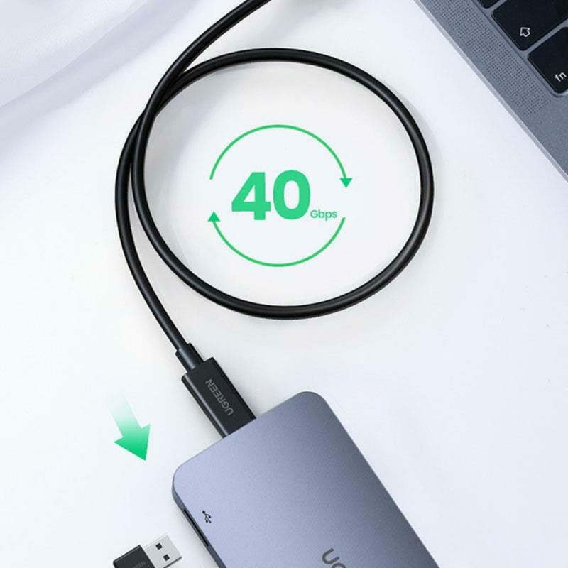 Кабель UGREEN US501 USB-C to USB-C Thunderbolt 4 Cable 0.8m (Black) (UGR-30389)