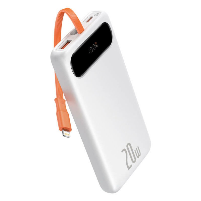 Зовнішній акумулятор Baseus Block Digital Display QC Power Bank 10000mAh 20W IP Edition White
