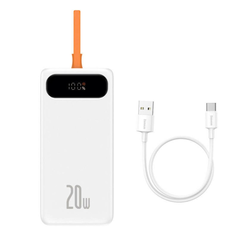 Зовнішній акумулятор Baseus Block Digital Display QC Power Bank 10000mAh 20W IP Edition White