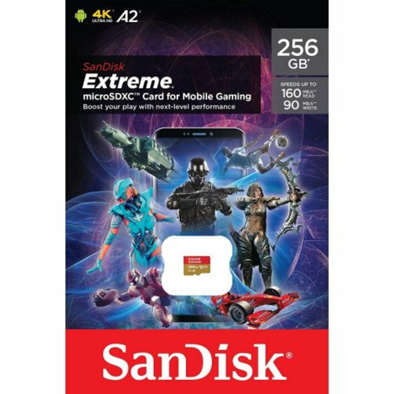 microSDXC (UHS-1 U3) SanDisk Extreme For Mobile Gaming 256Gb class 10  A2 V30 (R160MB/s, W90MB/s)
