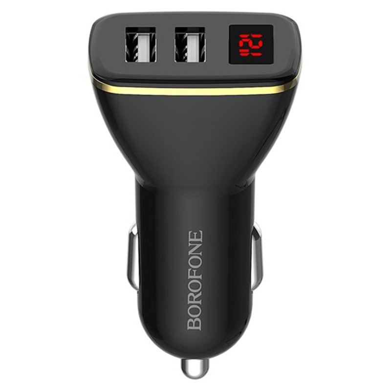 Автомобільний зарядний пристрій BOROFONE BZ11 Speed map dual port digital display car charger Black