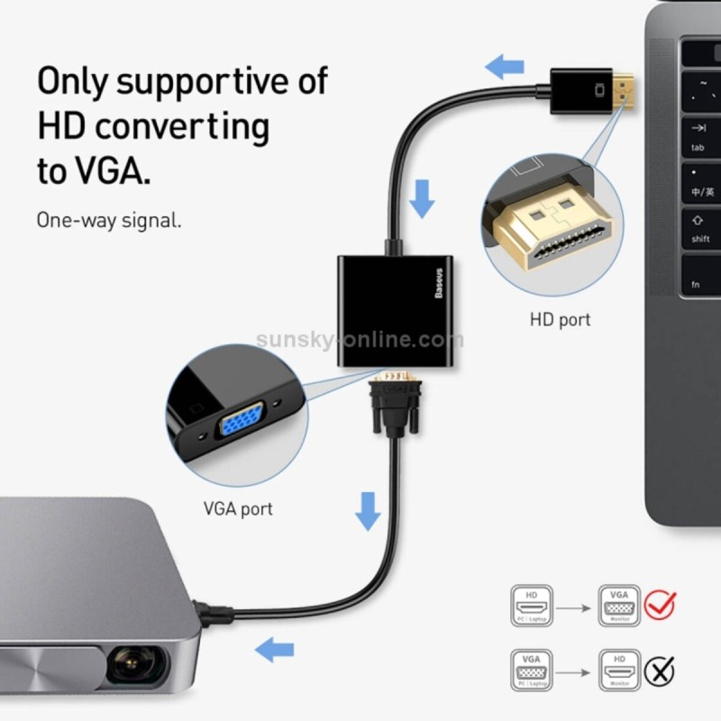 USB-Hub Baseus Converter (HD4K to VGA+Micro+DC3.5) Black
