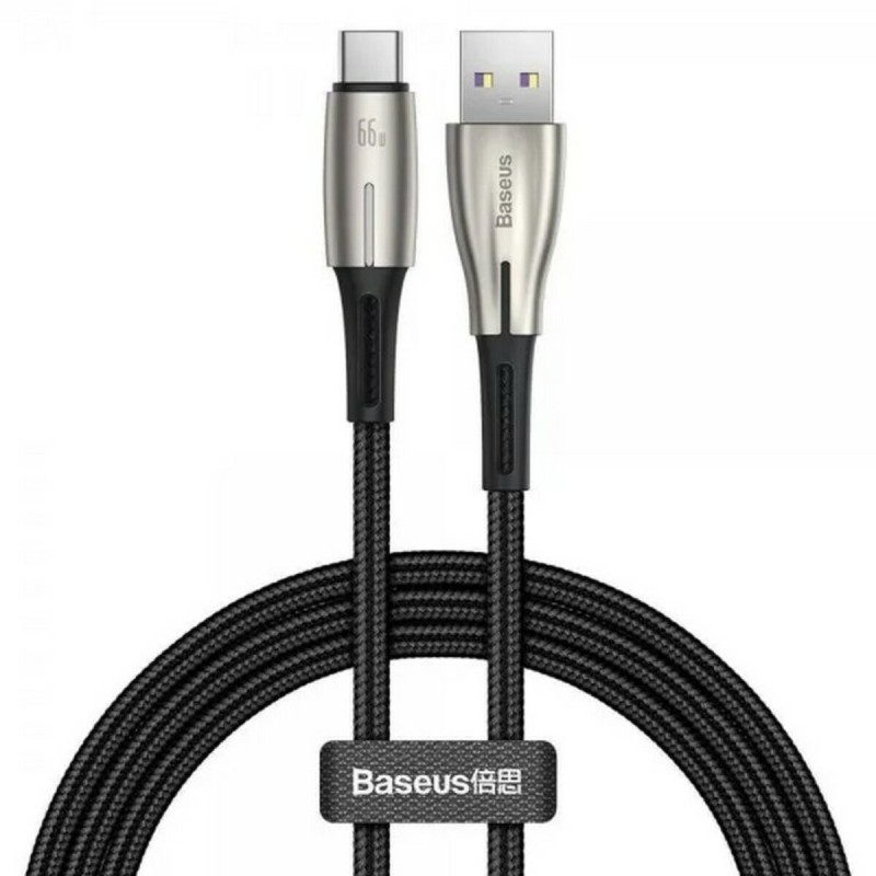 Кабель Baseus Water Drop-shaped Lamp SuperCharge Cable For Type-C 66W 1m Black