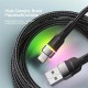Кабель Essager Colorful LED USB Cable Fast Charging 2.4A USB-A to Lightning 1m black (EXCL-XCD01)