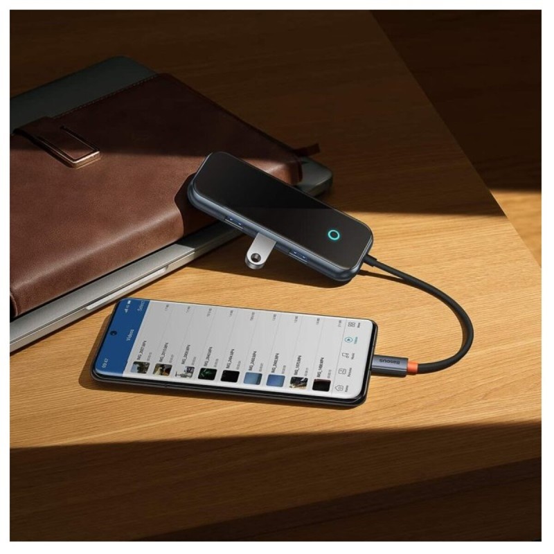 USB-Hub Baseus AcmeJoy 4-Port Type-C HUB Adapter (Type-C to USB3.0*3+Type-C PD Data *1) Dark Gray