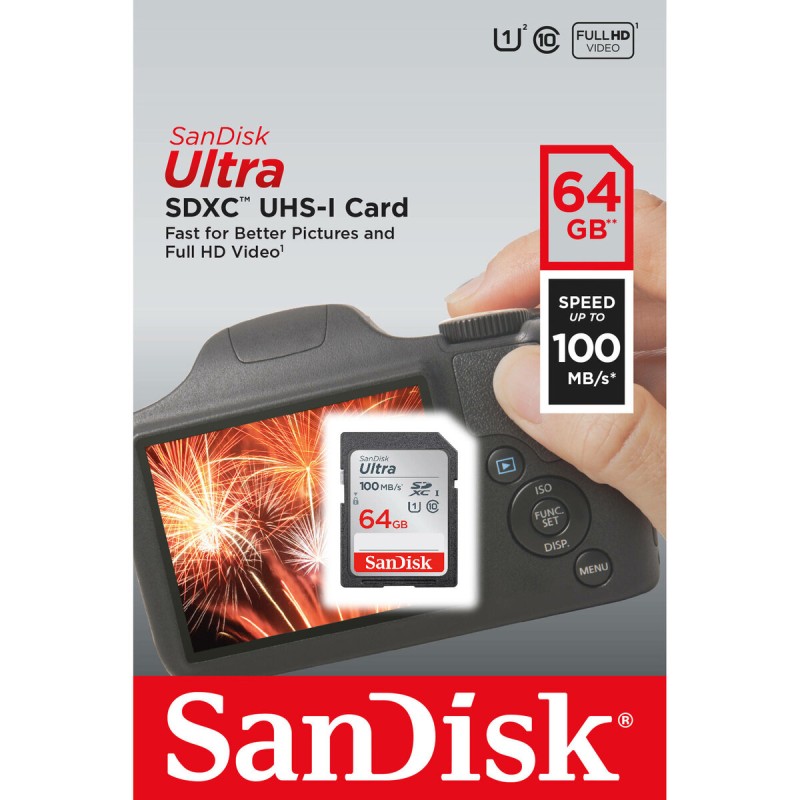 SDXC (UHS-1) SanDisk Ultra 64Gb class 10 (100Mb/s)