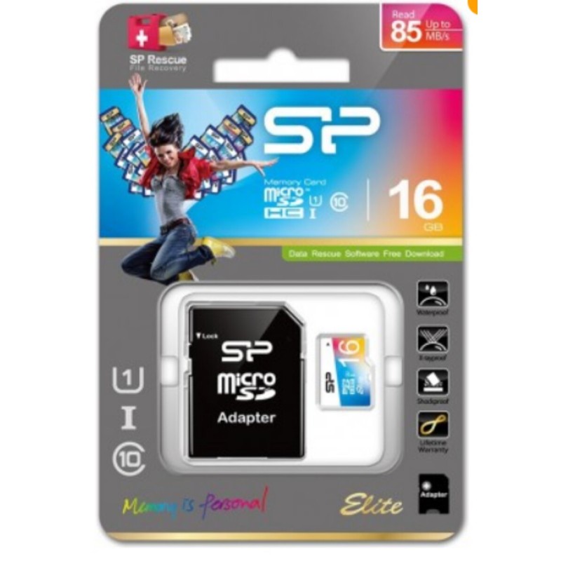 microSDHC (UHS-1) SiliconPower Elite Color (White) 16Gb class 10 (adapter SD)