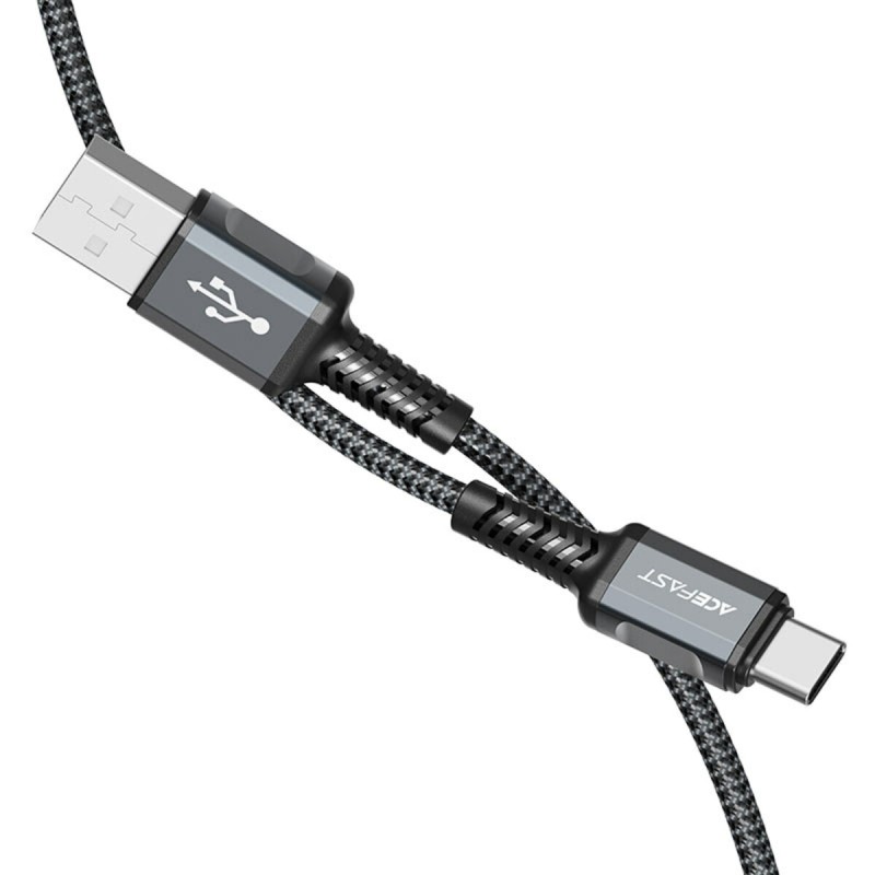 Кабель ACEFAST C1-04 USB to Type-C 3A, 1.2m, nylon aluminum connectors, Gray