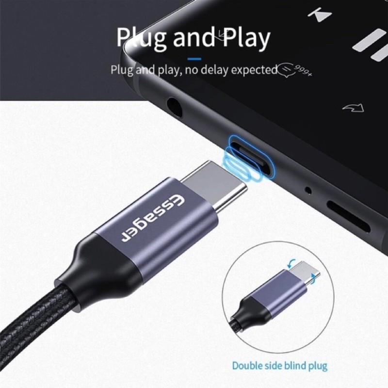 Адаптер Essager E01 Type c to 3.5mm Jack Headphone Adapter  grey (EZJE01-0G)