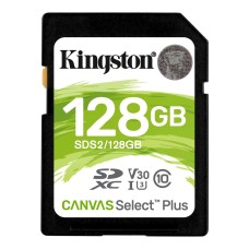 SDXC (UHS-1 U3) Kingston Canvas Select Plus 128Gb class 10 V30 (R-100MB/s)