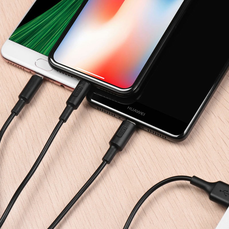 Кабель HOCO X25 USB to iP+Type-C+Micro 2A, 1m, PVC, PVC connectors, Black