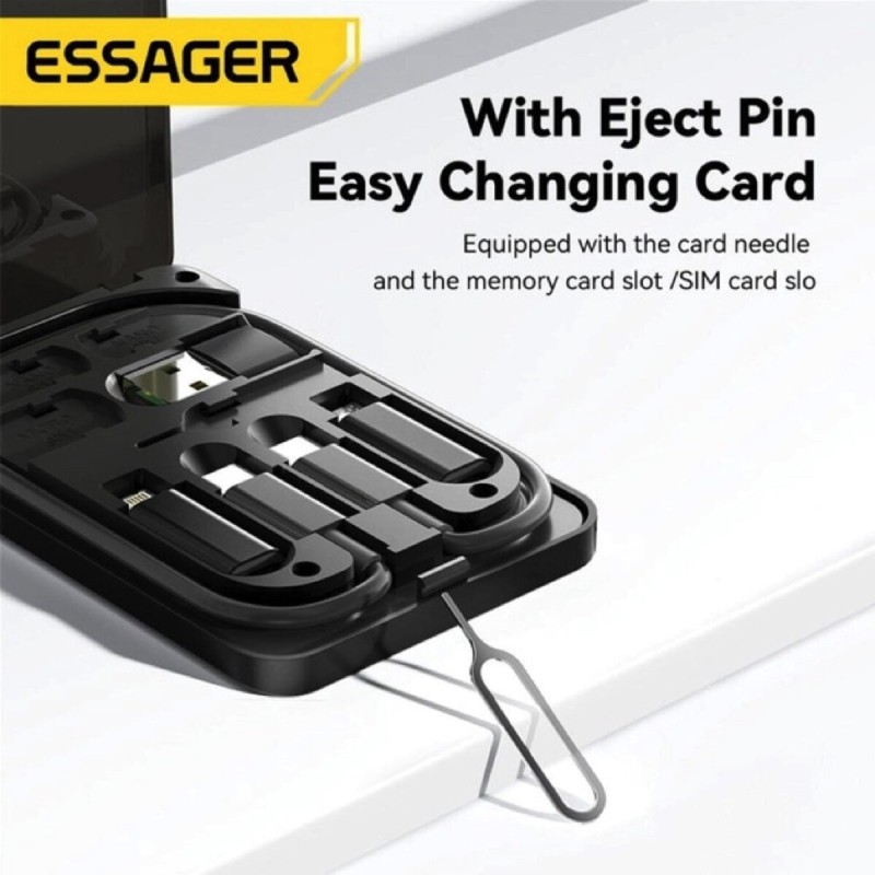Комплект адаптерів Essager geometric multifunctional data cable storage box  black (ECJHZ-JH01-P)