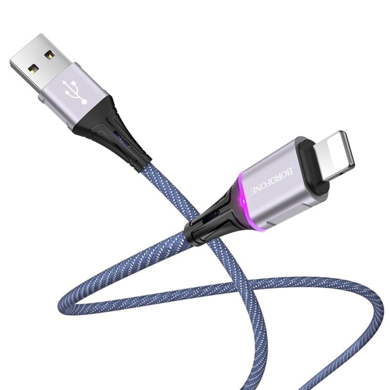 Кабель BOROFONE BU25 Glory Lightning 1.2m, up to 2.4A seven-color gradient light Blue