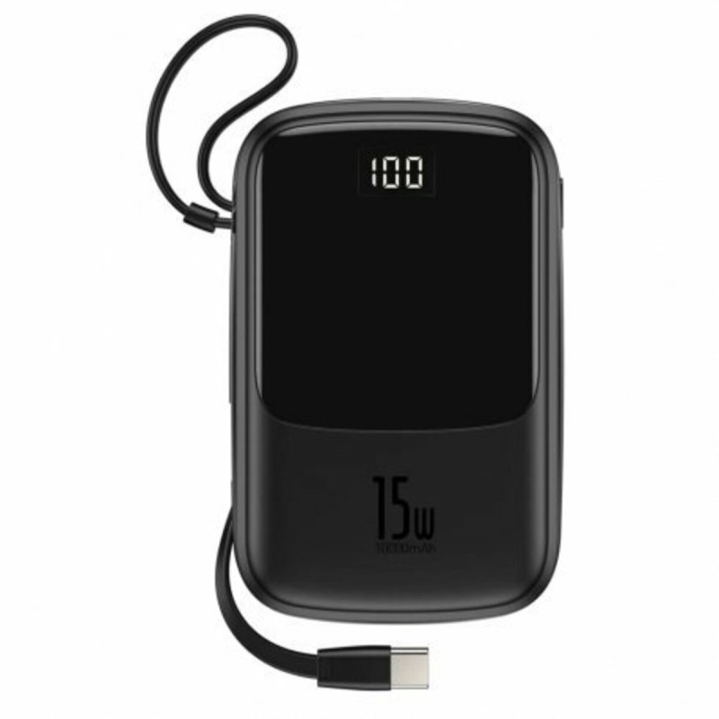 Зовнішній акумулятор Baseus Q pow Digital Display 3A Power Bank 10000mAh (With Type-C Cable)Black