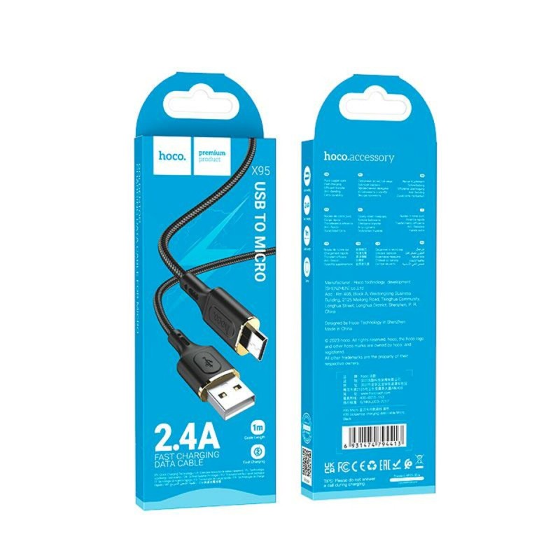 Кабель HOCO X95 Goldentop charging data cable Micro Black