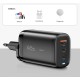 Мережевий зарядний пристрій Essager Shining 65W GaN Travelling Charger 2 Type-c+USB-A EU  black (ECT2CA-MYB01)