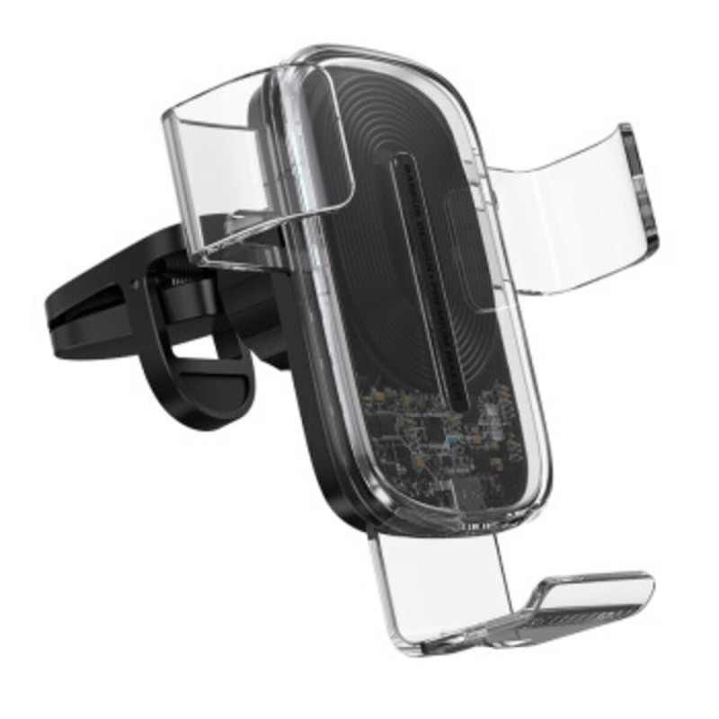 Тримач для мобiльного з БЗП Baseus Explore Wireless Charger Gravity Car Mount 15W Transparent