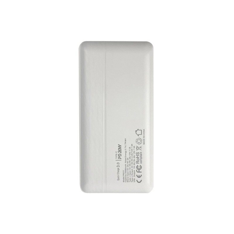 Зовнішній акумулятор Mibrand No Logo 20000mAh White Bulk(No box)