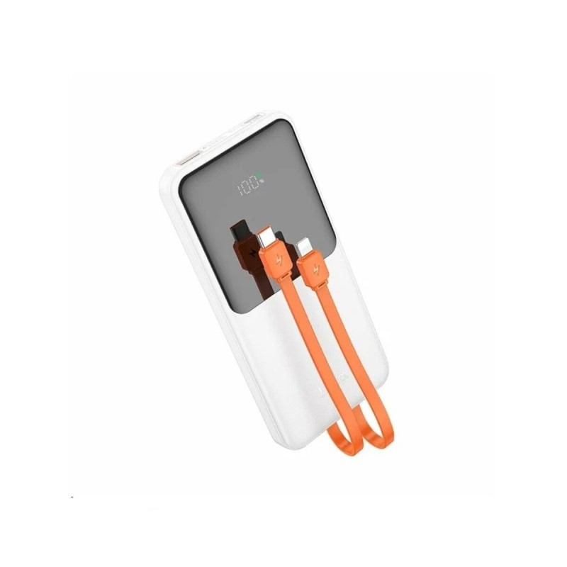 Зовнішній акумулятор HOCO J119A Sharp charger 22.5W+PD20 fully compatible power bank with digital display and cable(20000mAh) White