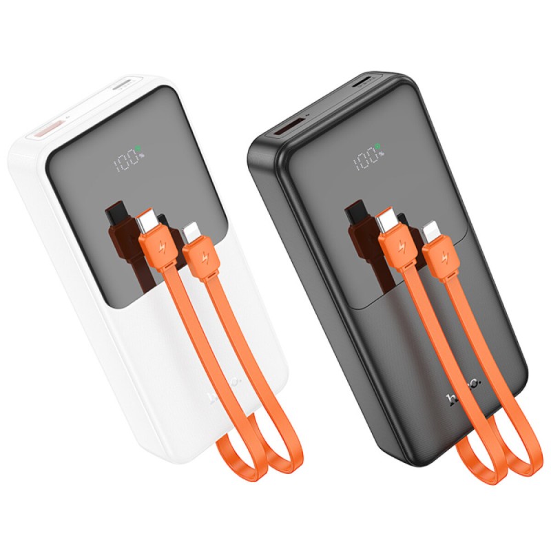 Зовнішній акумулятор HOCO J119A Sharp charger 22.5W+PD20 fully compatible power bank with digital display and cable(20000mAh) White