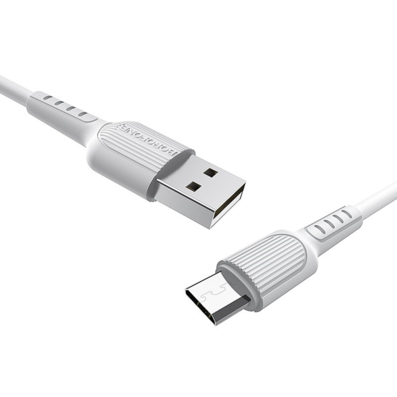 Кабель BOROFONE BX16 USB to Micro 2A, 1m, PVC, TPE connectors, White