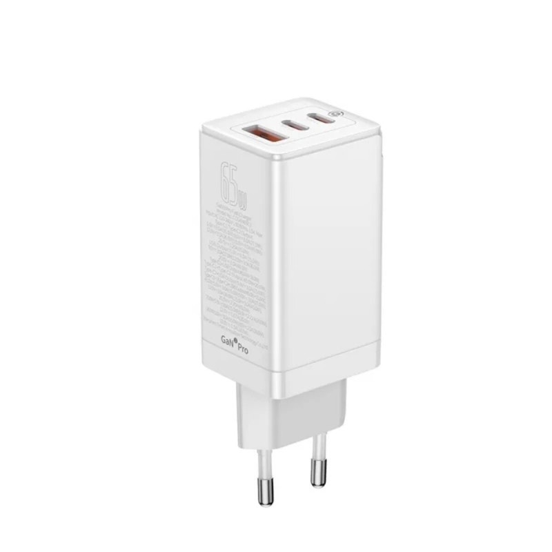 МЗП Baseus GaN3 Pro Fast Charger 2C+U 65W EU White Baseus Xiaobai series fast charging Cable Type-C  to Type-C 100W(20V/5A) 1m White