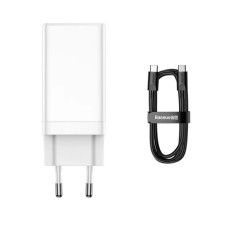 МЗП Baseus GaN3 Pro Fast Charger 2C+U 65W EU White Baseus Xiaobai series fast charging Cable Type-C  to Type-C 100W(20V/5A) 1m White