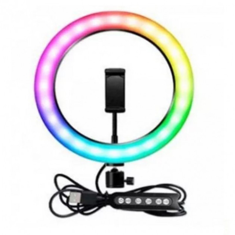 Кільцева світлодіодна LED лампа RGB  WH36, 36 см з тримачем для телефону + пульт