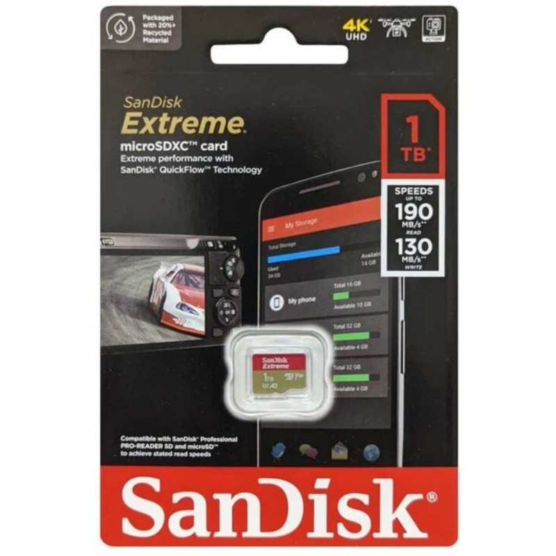 microSDXC (UHS-1 U3) SanDisk Extreme A2 1TB class 10 V30 (R190MB/s,W130MB/s)