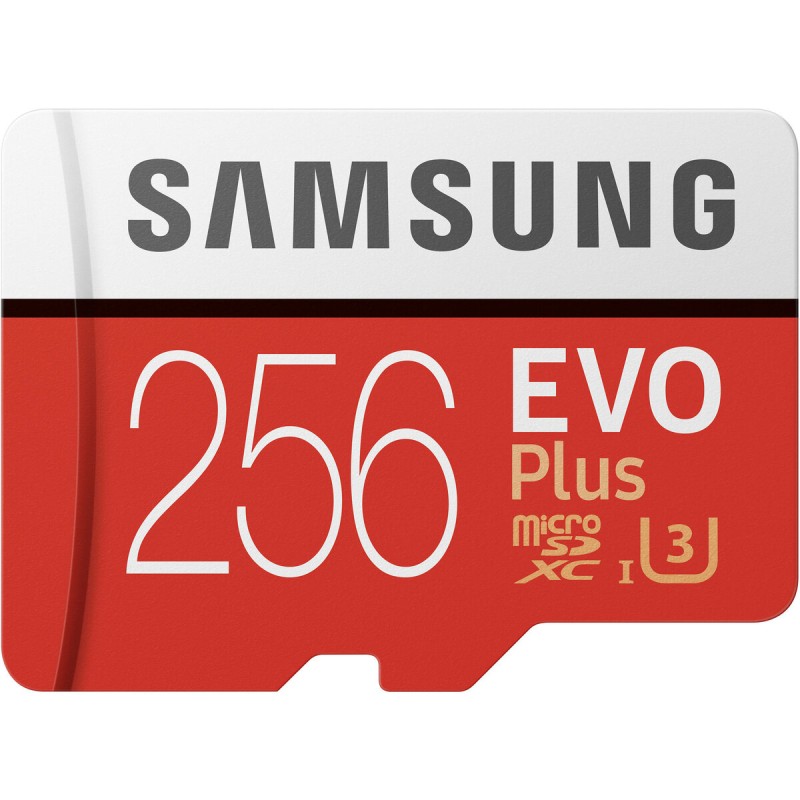 microSDXC (UHS-1 U3) Samsung EVO Plus 256Gb class 10 (R-100Mb/s, W-90Mb/s) (adapter SD)