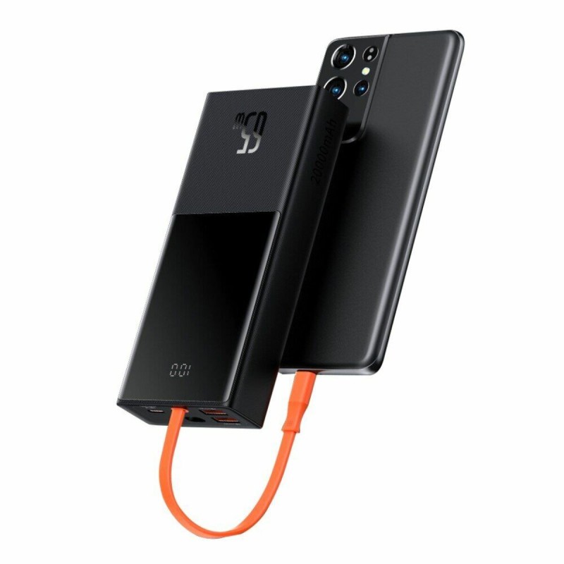 Зовнішній акумулятор Baseus Elf Digital Display Fast Charging Power Bank 20000mAh 65W Black