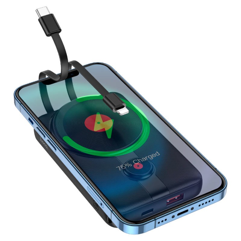 Зовнішній акумулятор HOCO J92 Path 22.5W fully compatible magnetic cable power bank(10000mAh) Black