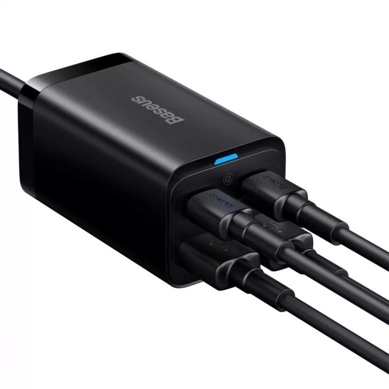 Мережевий зарядний пристрій Baseus GaN3 Pro Desktop Powerstrip AC+2U+2C 100W EU Black (With Mini White Cable Type-C to Type-C 100W(20V/5A) 1m Black）