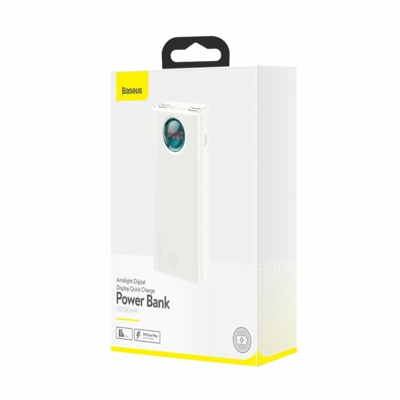 Зовнішній акумулятор Baseus Amblight Digital Display Quick Charge Power Bank 30000mAh 65W White