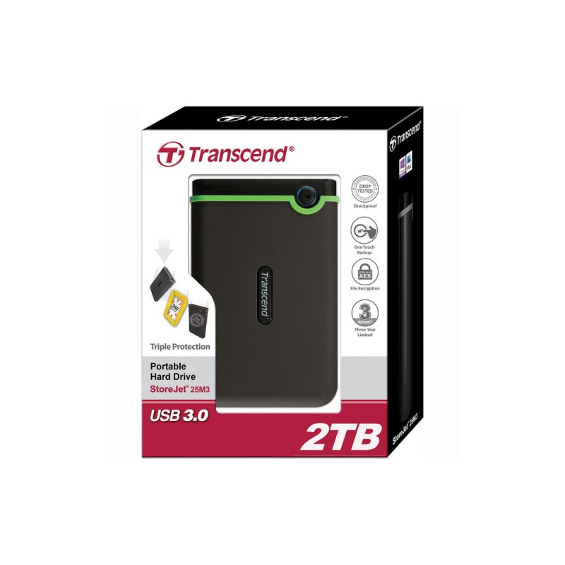 PHD External 2.5'' Transcend USB 3.1 25M3S 2Tb Iron Gray SATA