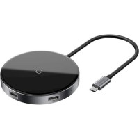USB-Hub Baseus Circular Mirror Wireless Charger HUB (TYPE-C to USB 3.0*1+USB2.0*3/TYPE-C)Deep gray