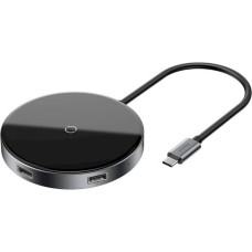 USB-Hub Baseus Circular Mirror Wireless Charger HUB (TYPE-C to USB 3.0*1+USB2.0*3/TYPE-C)Deep gray