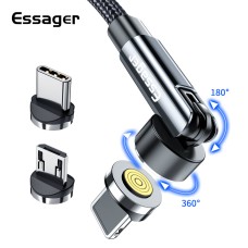 Кабель Essager Universal 540 Ratate 3A Magnetic USB Charging Cable Type-c 1m grey (EXCCXT-WX0G)