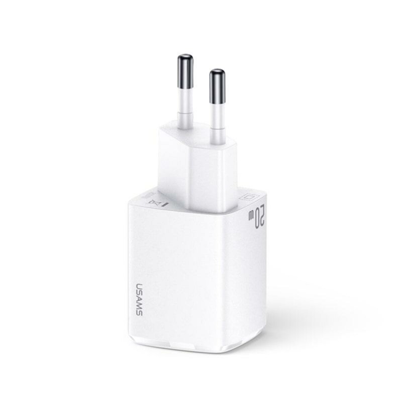 Мережевий зарядний пристрій Usams US-CC128 T37 Super Si QC3.0+PD Fast Charger 20W(EU) White