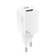 Мережевий зарядний пристрій Usams US-CC128 T37 Super Si QC3.0+PD Fast Charger 20W(EU) White