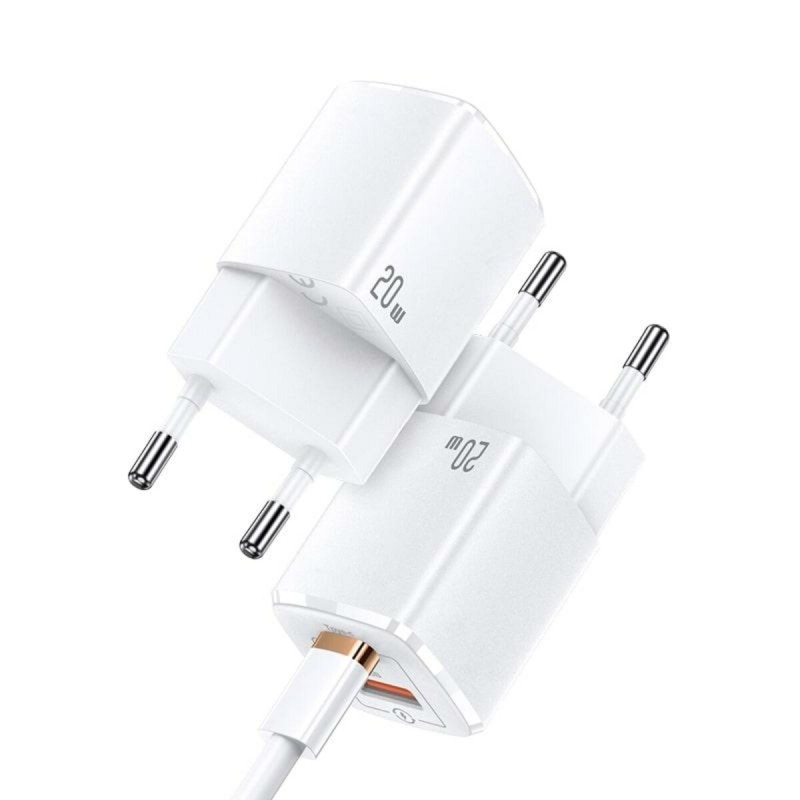 Мережевий зарядний пристрій Usams US-CC128 T37 Super Si QC3.0+PD Fast Charger 20W(EU) White