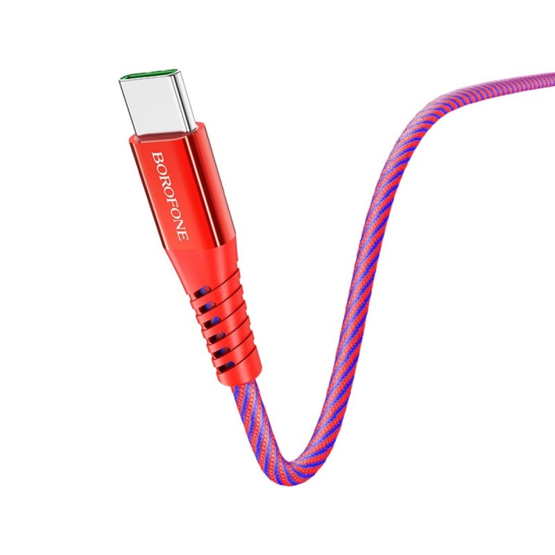 Кабель BOROFONE BU13 USB to Type-C 5A, 1.2m, nylon, aluminum connectors, Black