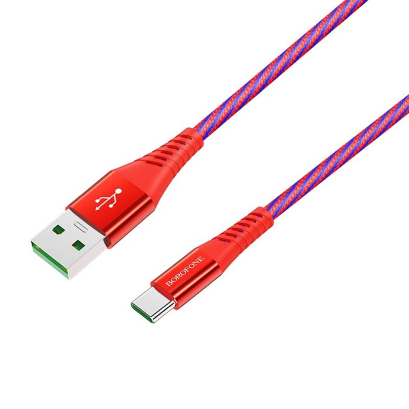 Кабель BOROFONE BU13 USB to Type-C 5A, 1.2m, nylon, aluminum connectors, Black