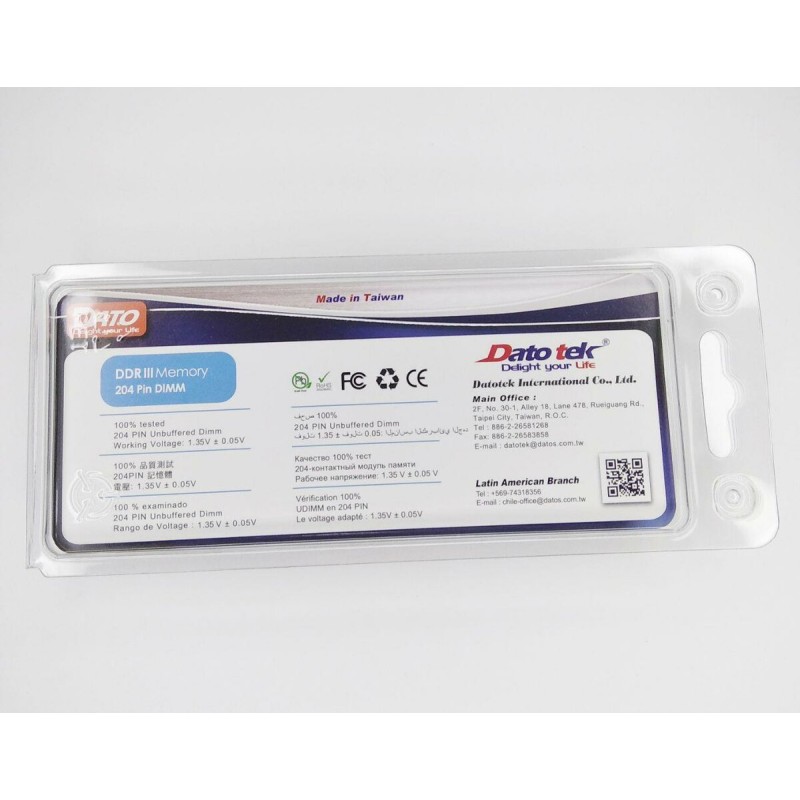 DDR3 DATO 4GB 1600MHz CL11 SODIMM
