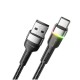 Кабель Essager Colorful LED USB Cable Fast Charging 3A USB-A to Type C 2m black (EXCT-XCDA01)