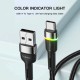 Кабель Essager Colorful LED USB Cable Fast Charging 3A USB-A to Type C 2m black (EXCT-XCDA01)