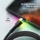 Кабель Essager Colorful LED USB Cable Fast Charging 3A USB-A to Type C 2m black (EXCT-XCDA01)