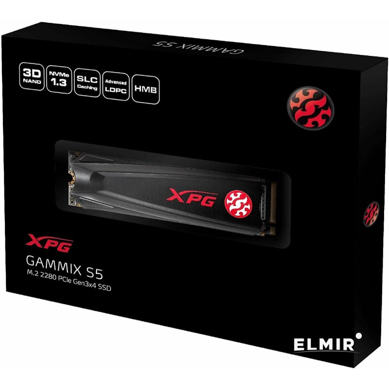 SSD M.2 ADATA GAMMIX S5 2TB 2280 PCIe 3.0x4 NVMe 3D TLC Read/Write: 2100/1500 MB/sec